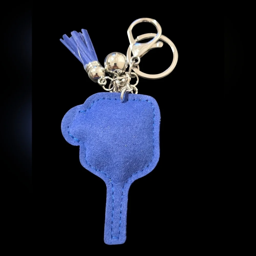 Blue and Yellow Pickeball Bag Charm Keychain Accessory